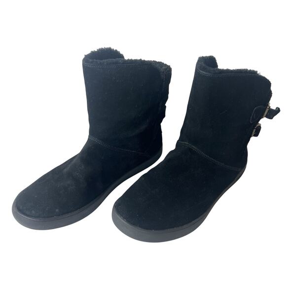 Koolaburra By Ugg Black Suede Winter Boots Women's Sz 10 Faux Fur Lining Pull On - Picture 2 of 12